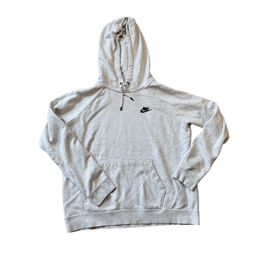Nike Women's Light Gray Cotton Blend Pullover Hoodie Sweatshirt Size Large